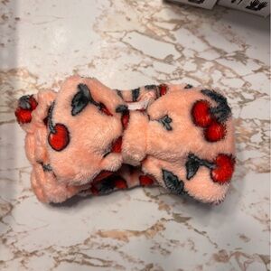 Y2K Plush Bow Cherry Makeup Skincare Spa Headband